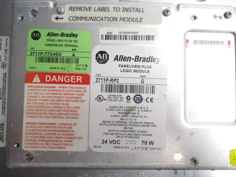 ALLEN BRADLEY 2711P-T7C4D2 SER. A 24VDC UNMP