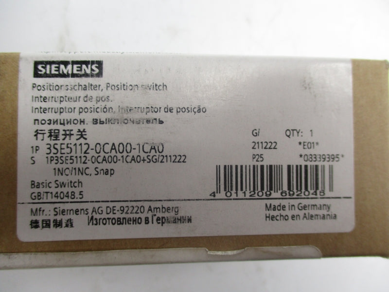 SIEMENS 3SE5112-0CA00-1CA0  400V 6A NSMP