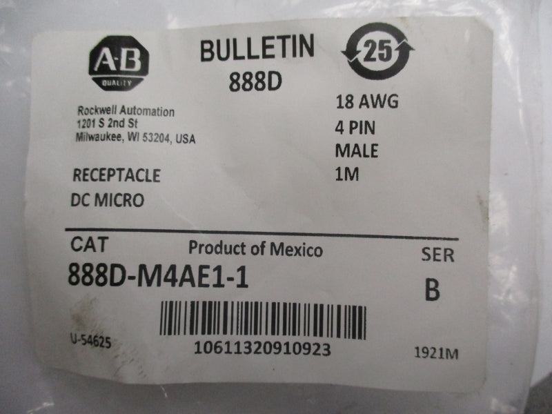 ALLEN BRADLEY 888D-M4AEL-1 SER. B 250VAC 4A NSMP