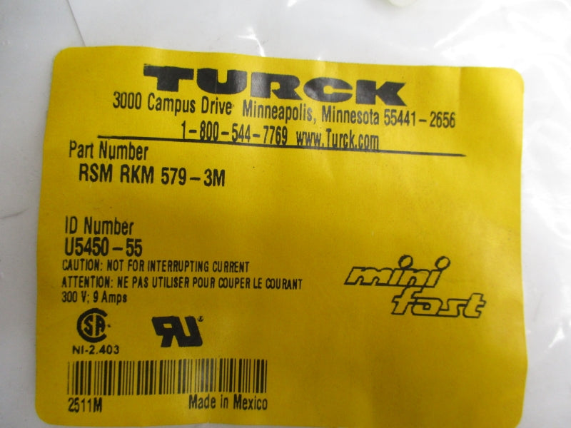 TURCK RKM579-3M U5450-55 300V 9A NSNP