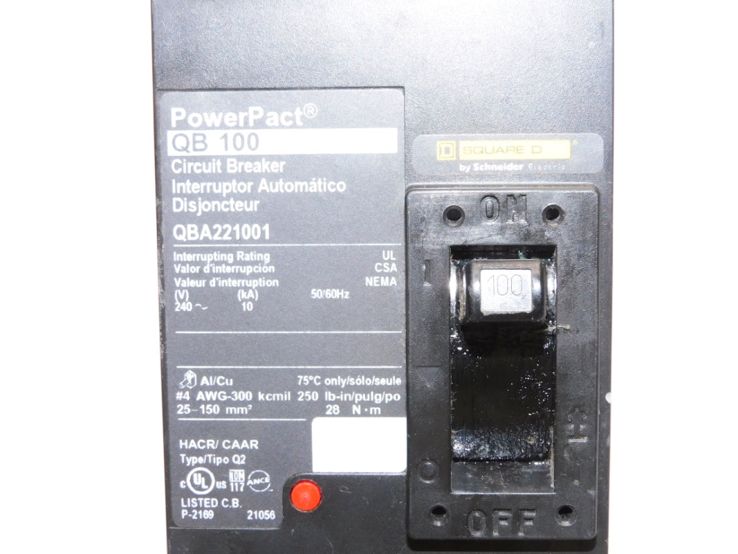 SQUARE D QBA221001 240V 100A NSNP