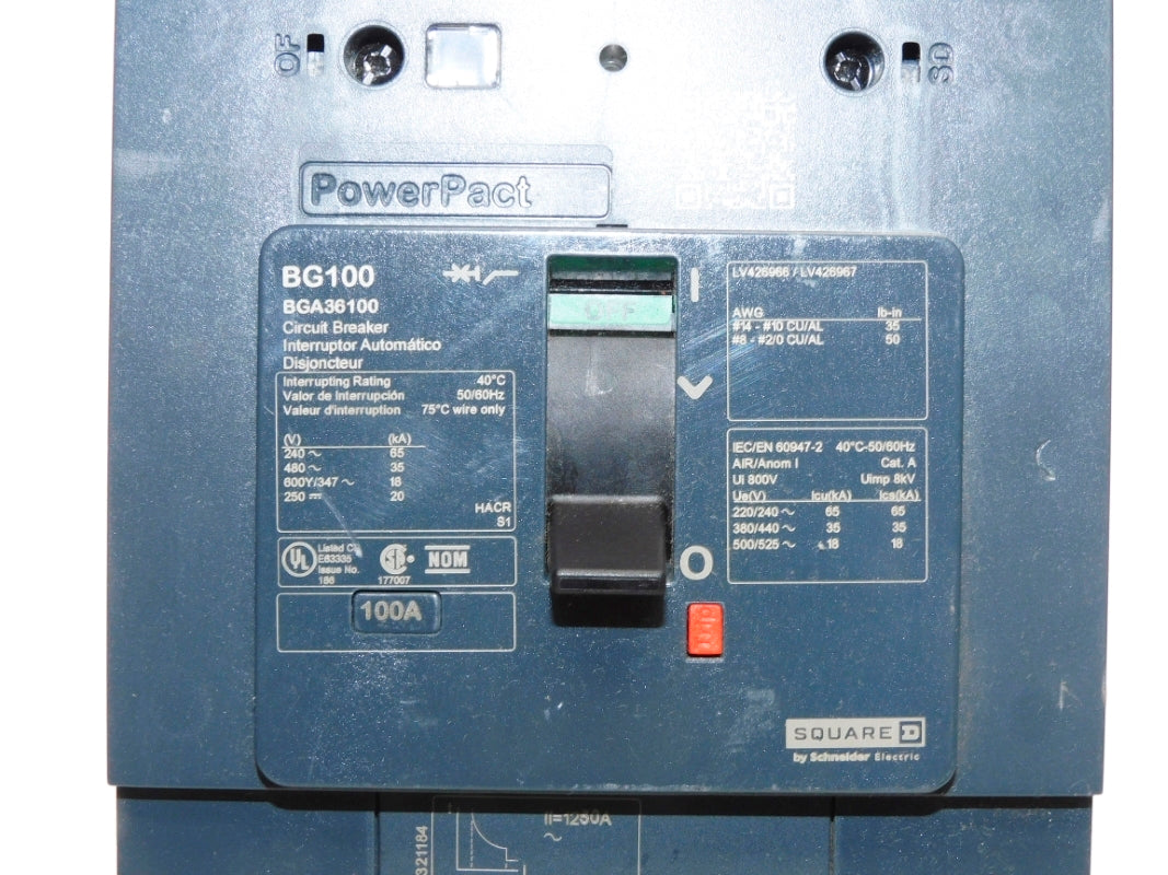 SQUARE D BGA36100 600V 100A NSNP