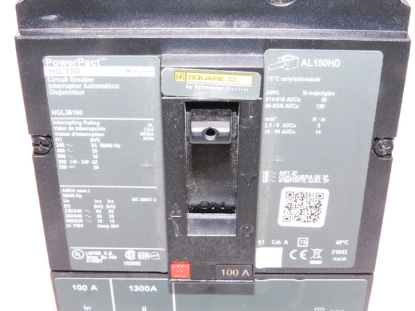 SQUARE D HGL36100 600V 100A NSNP