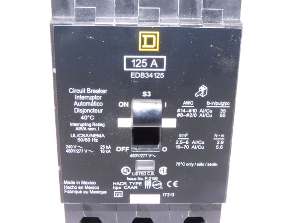 SQUARE D EDB34125 277V 125A NSNP
