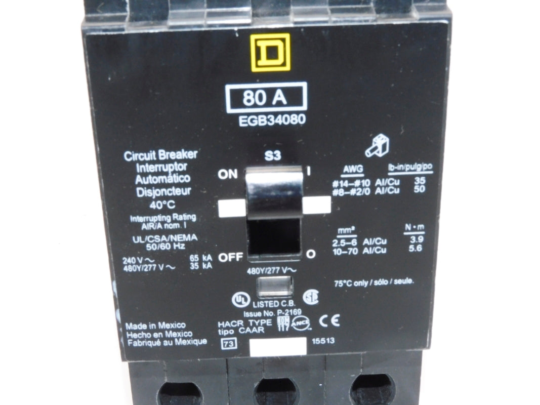 SQUARE D EGB34080 277V 80A NSNP