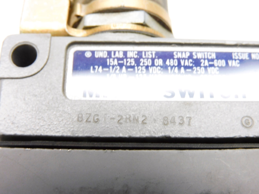 MICRO SWITCH BZG1-2RN2 600VAC 15A (GREY) NSNP