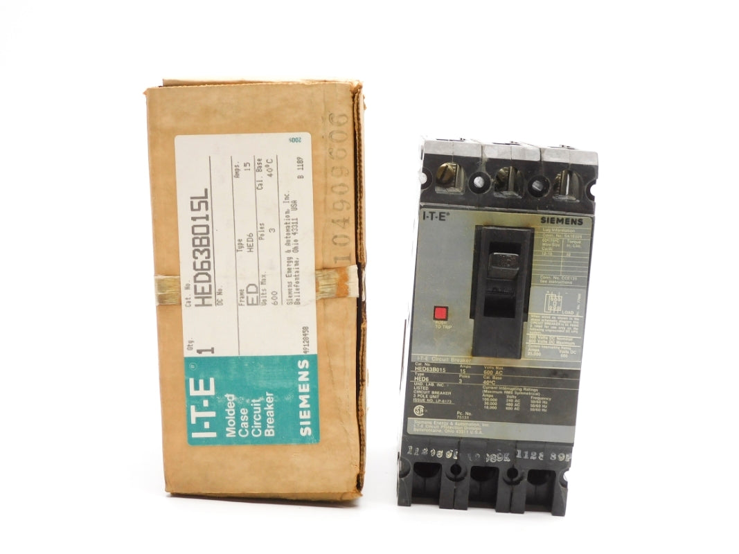 ITE SIEMENS HED63B015L 15A 600V NSMP