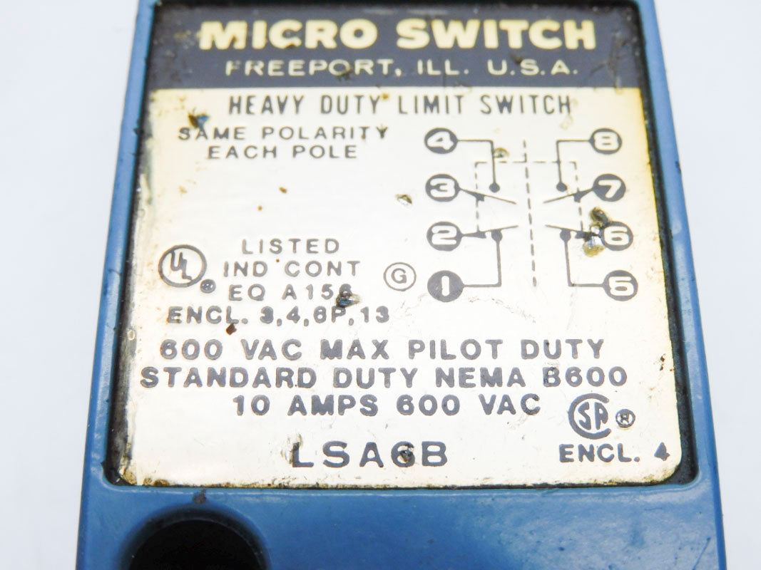 MICRO SWITCH LSA6B 600VAC 10A UNMP