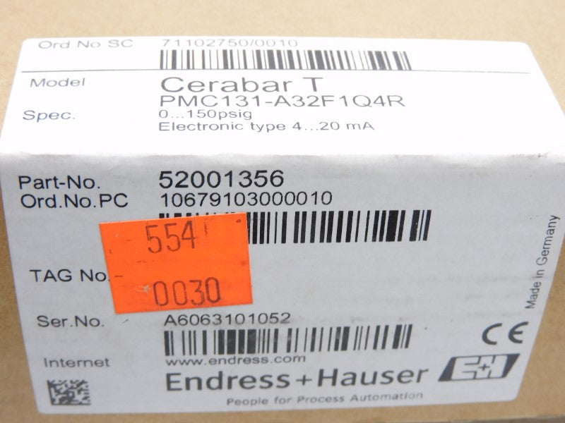 ENDRESS+HAUSER PMC131-A32F1Q4R 52001356 11-30VDC 0-150PSIG NSMP