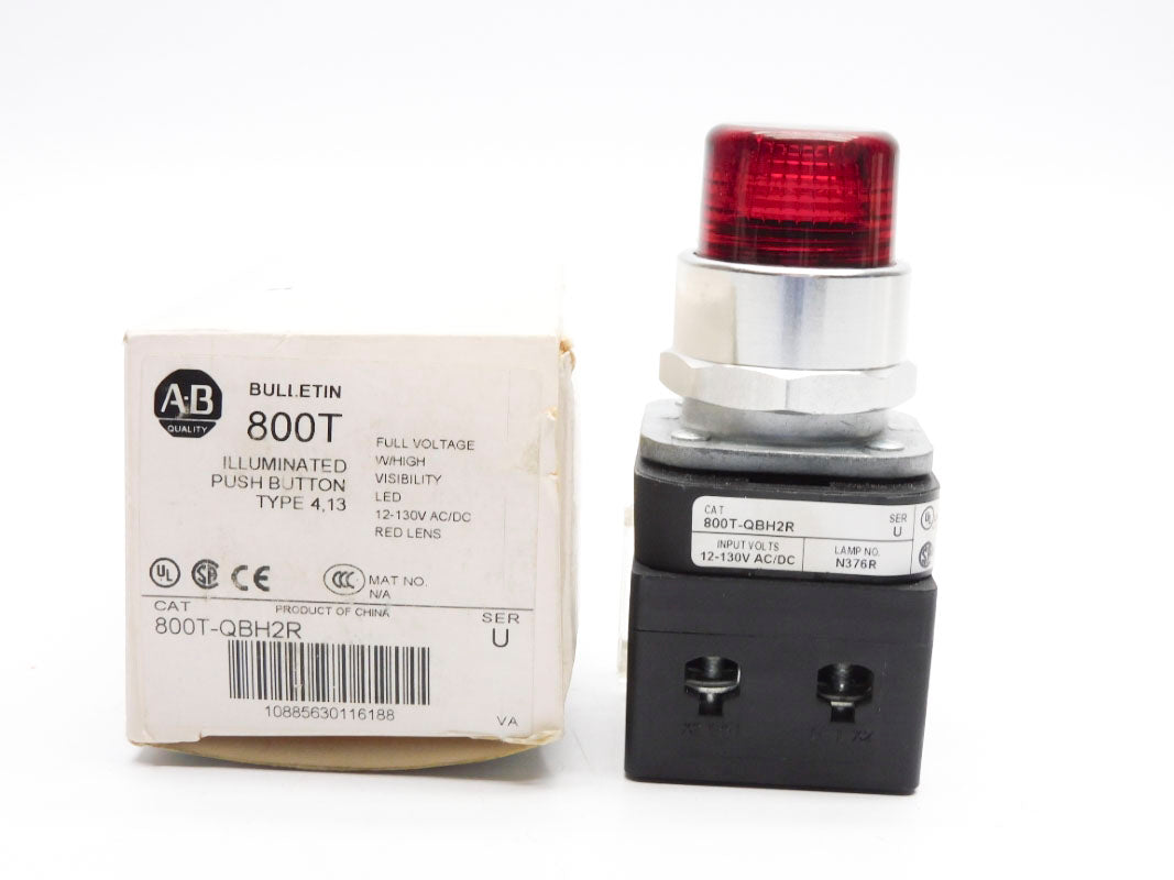 ALLEN BRADLEY 800T-QBH2R SER. U 12-130VAC/DC (WH) NSMP