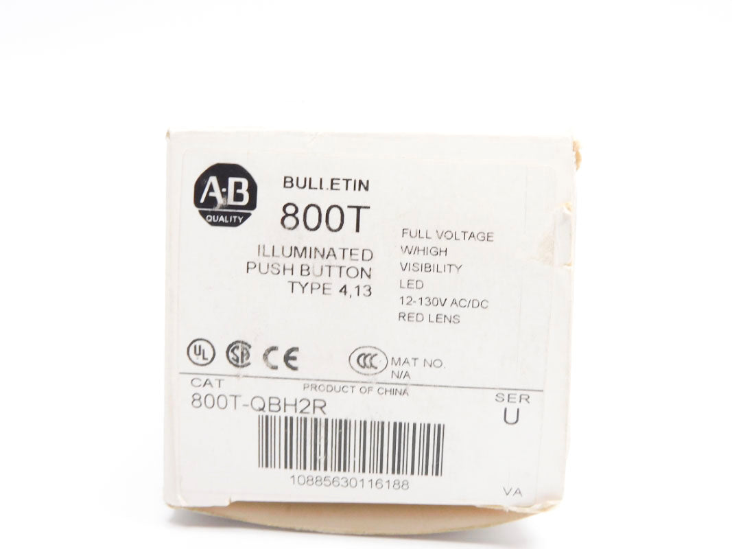 ALLEN BRADLEY 800T-QBH2R SER. U 12-130VAC/DC (WH) NSMP