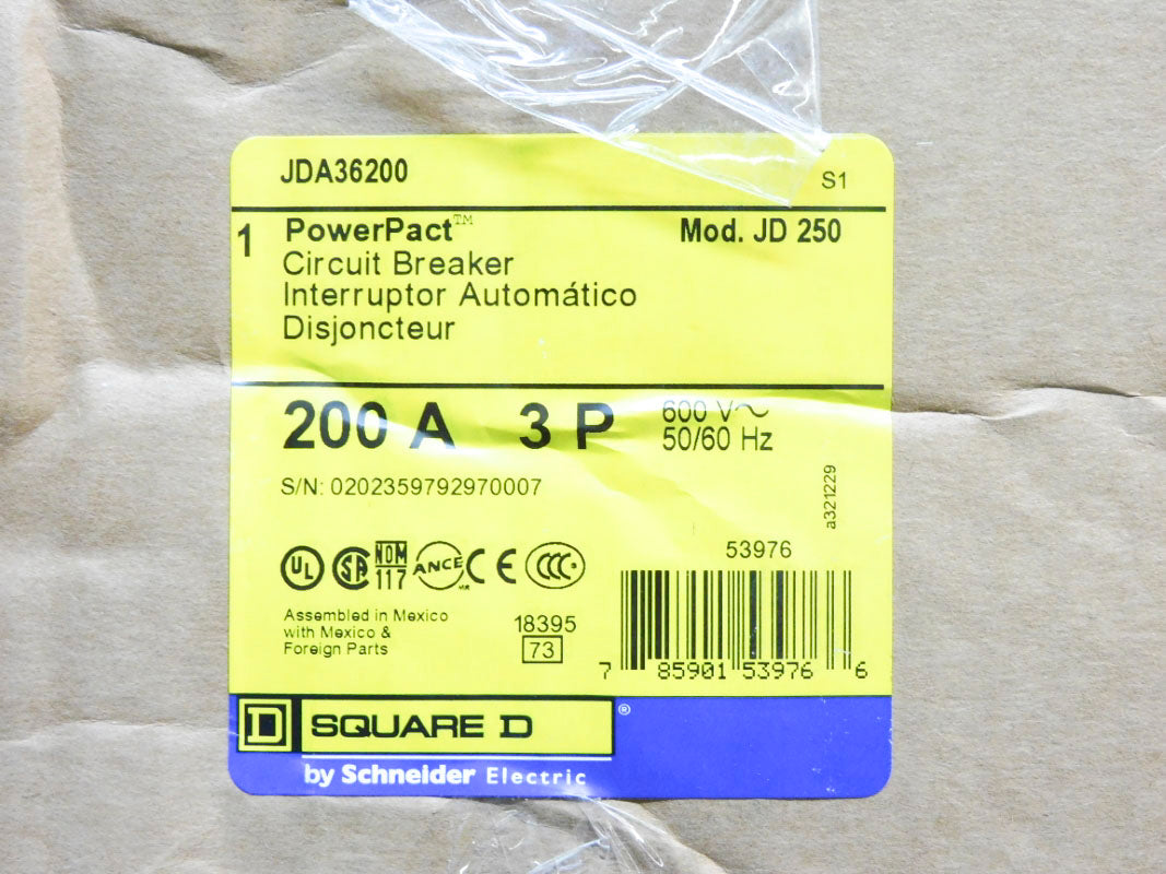 SQUARE D JDA36200 600V 200A NSMP