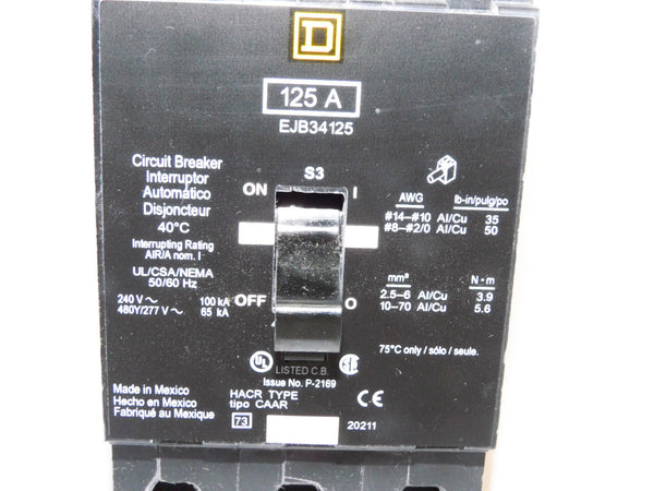 SQUARE D EJB34125 277V 125A NSMP