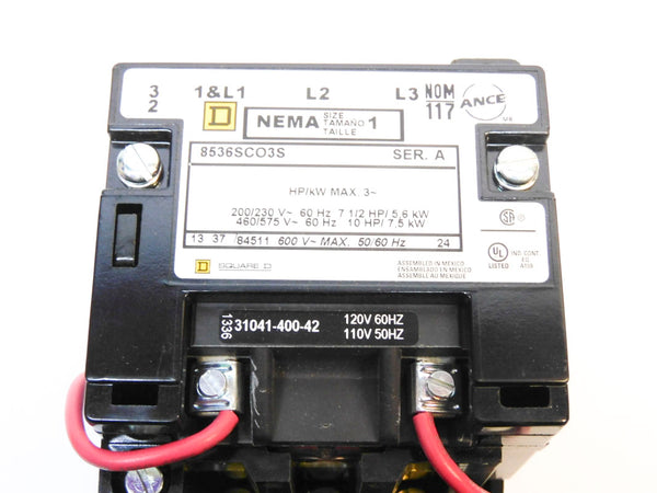 SQUARE D 8536SCO3V02S SER. A 110/120V 32A NSMP