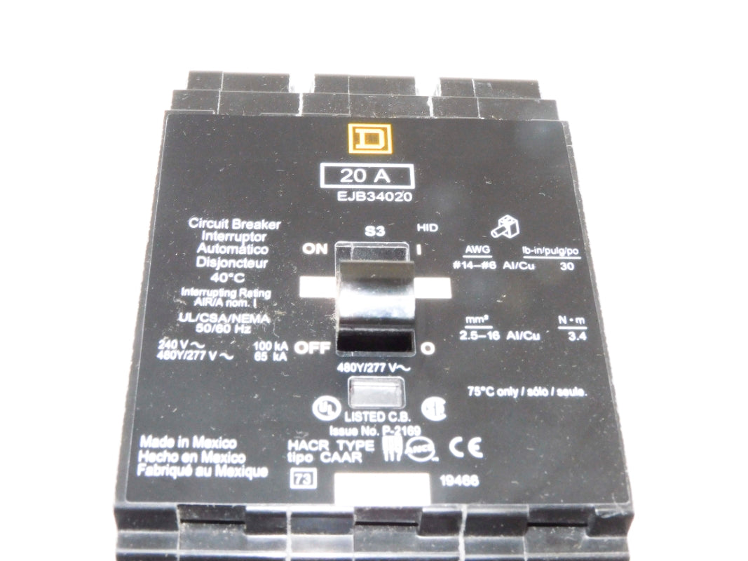 SQUARE D EJB34020 277V 20A NSMP