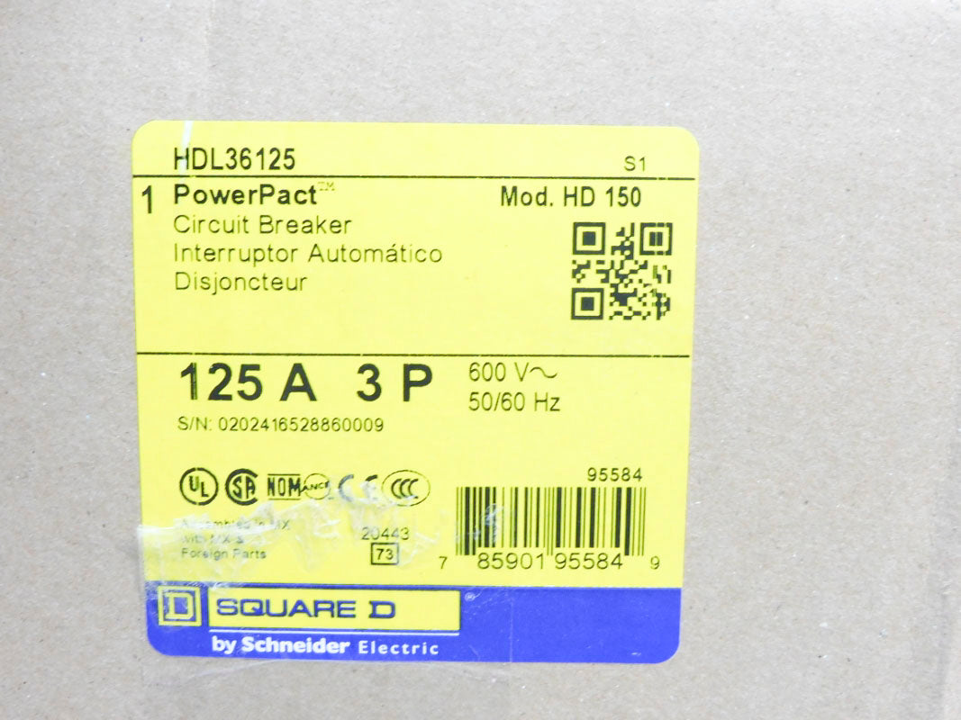SQUARE D HDL36125 600V 125A NSMP