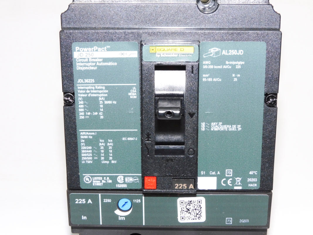SQUARE D JDL36225 SER. 1 600V 225A NSMP