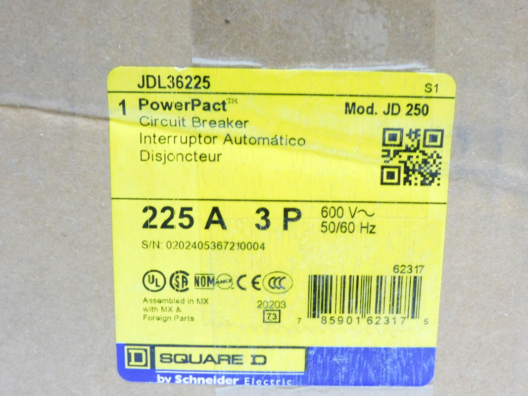SQUARE D JDL36225 SER. 1 600V 225A NSMP