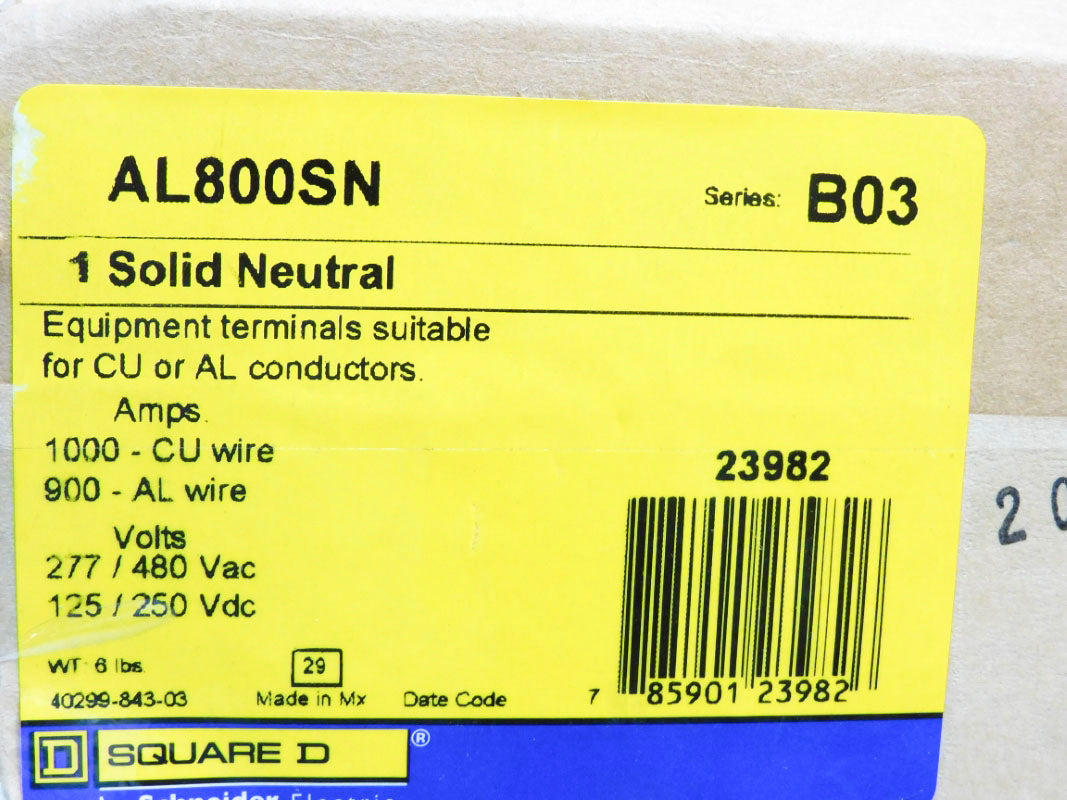 SQUARE D AL800SN SER. B03 277/480VAC 900A NSMP
