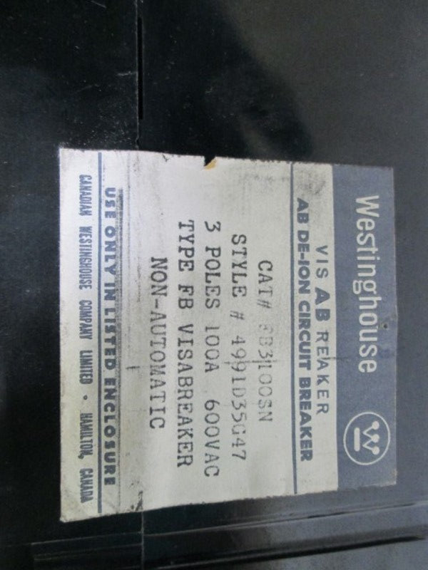 WESTINGHOUSE CIRCUIT BREAKER FB3100SN UNMP