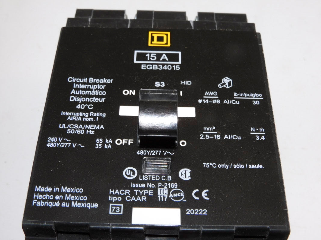 SQUARE D EGB34015 277V 15A NSMP