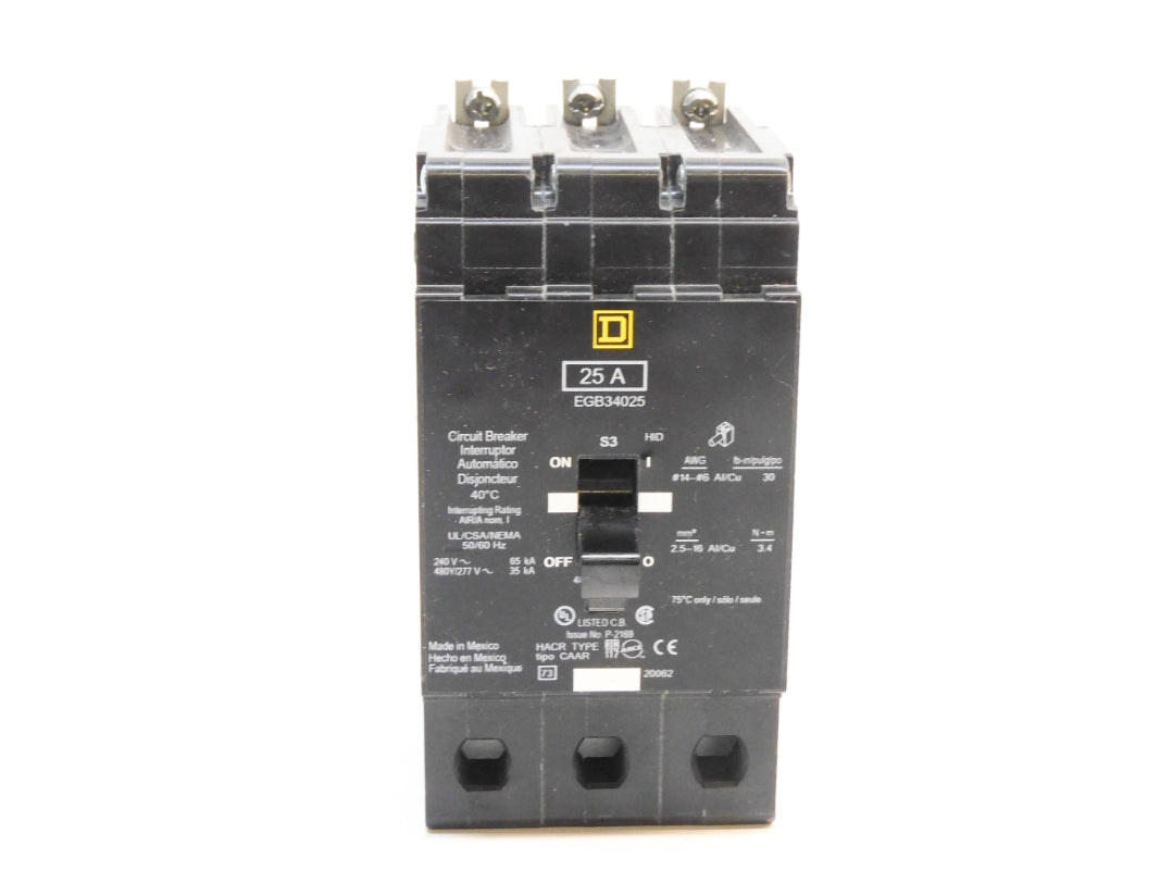 SQUARE D EGB34025 25A 480/277V NSNP