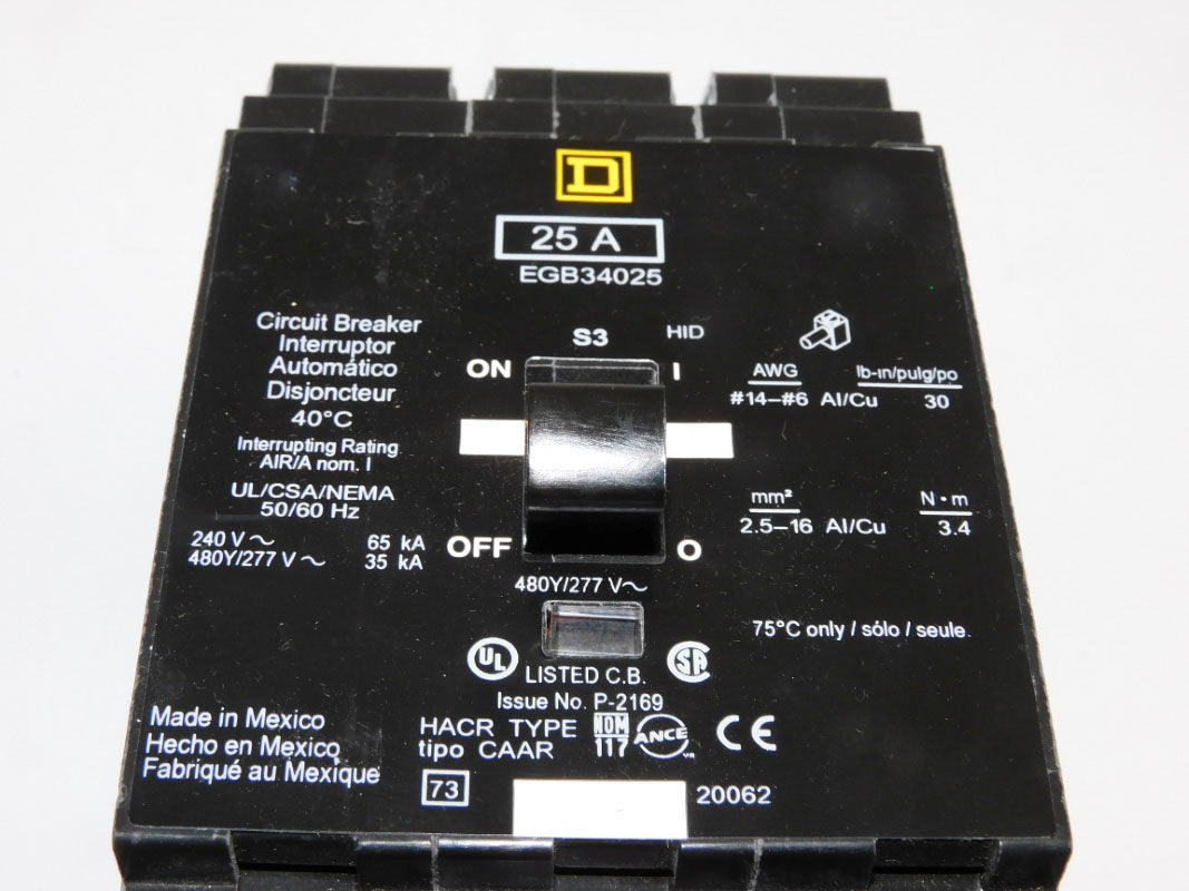 SQUARE D EGB34025 25A 480/277V NSNP