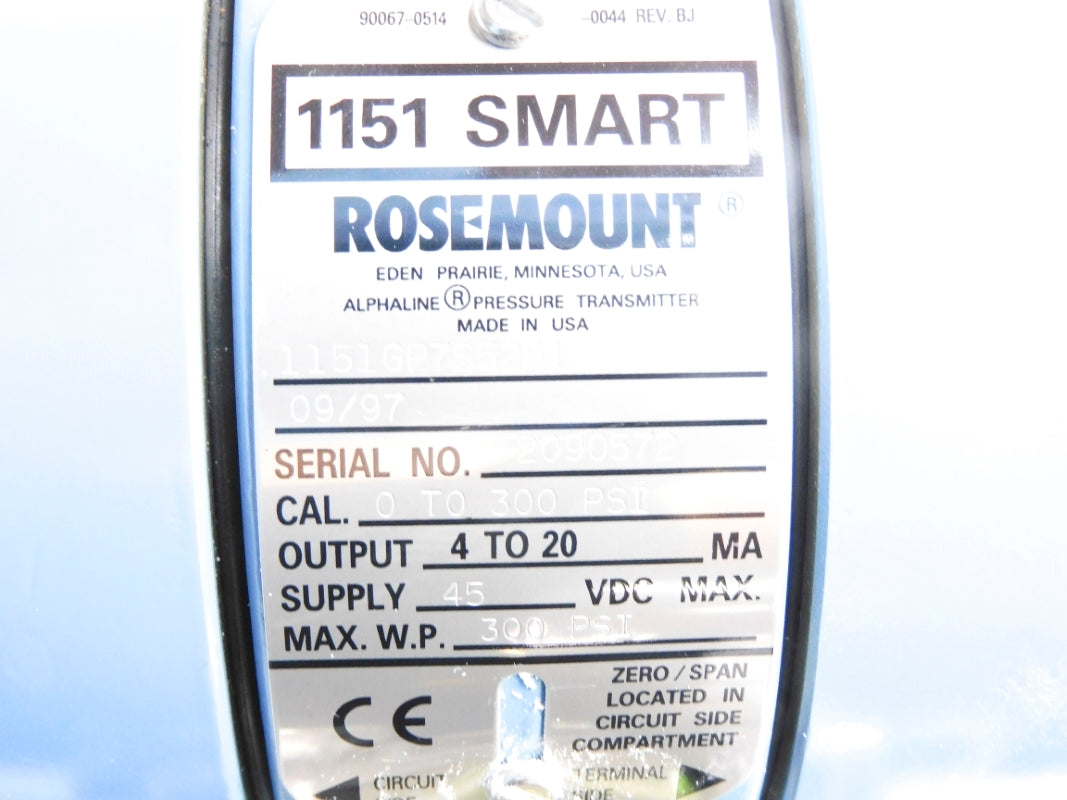 ROSEMOUNT 1151GP7S52B1 0-300PSI 45VDC NSMP