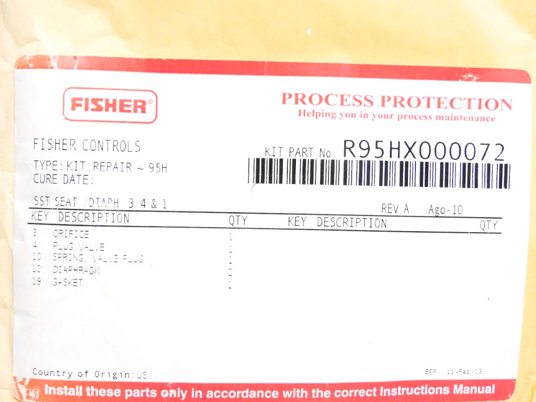 FISHER R95HX000072 NSMP