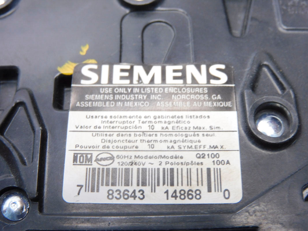 SIEMENS Q2100 120/240V 100A UNMP
