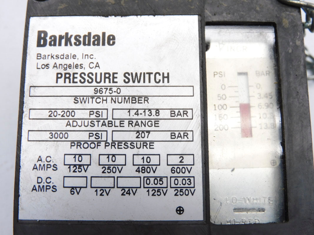 BARKSDALE 9675-0 600V 2A 20-200PSI NSNP
