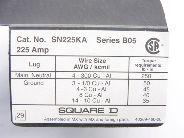 SQUARE D SN225KA SER. B05 225A NSMP