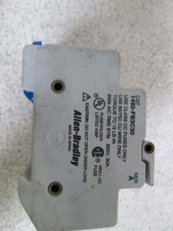 ALLEN BRADLEY 1492-FB3C30 FUSE HOLDER SER. A 600V 30A UNMP