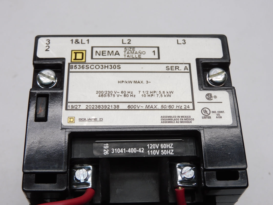 SQUARE D 8536SCO3V02H30S SER. A 110/120V 9-27A NSMP