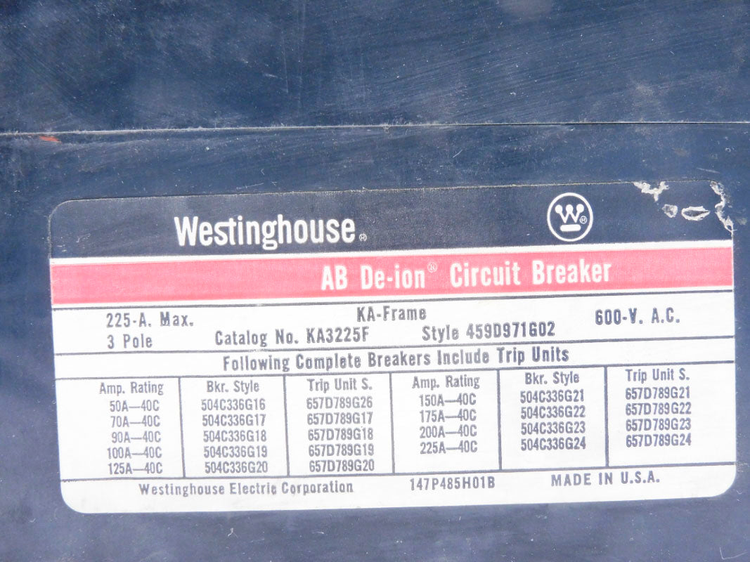 WESTINGHOUSE KA3200 200A 600VAC UNMP