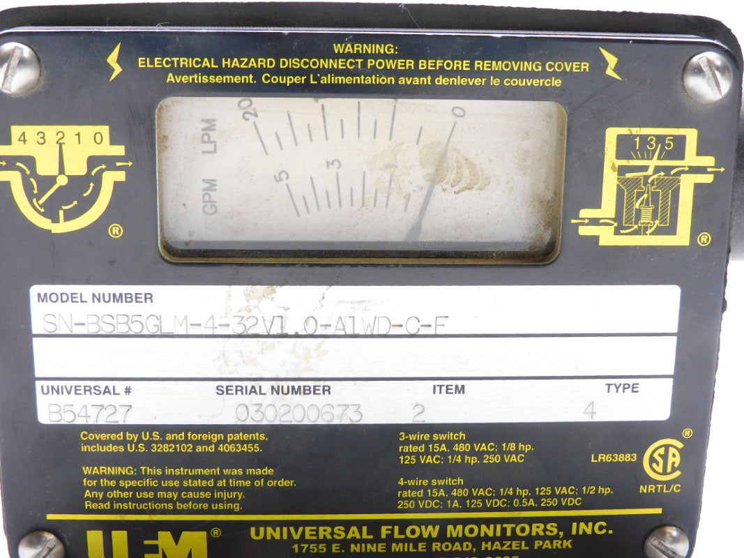 UFM SN-BSB5GLM-4-32V1.0-A1WD-C-F 480VAC 15A 20LPM/5GPM NSNP