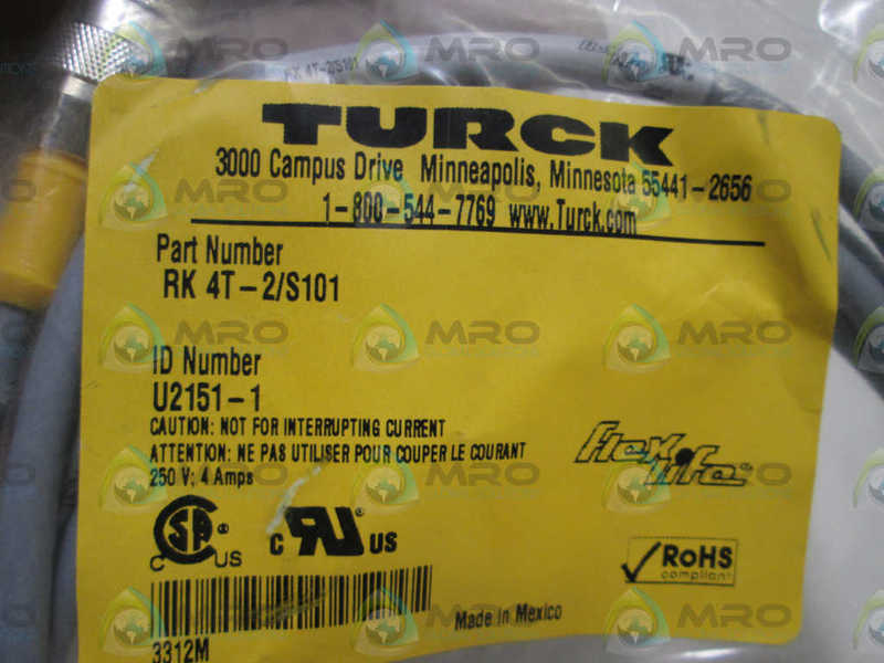 TURCK MOLDED CORDSET RK4T-2/S101 NSMP