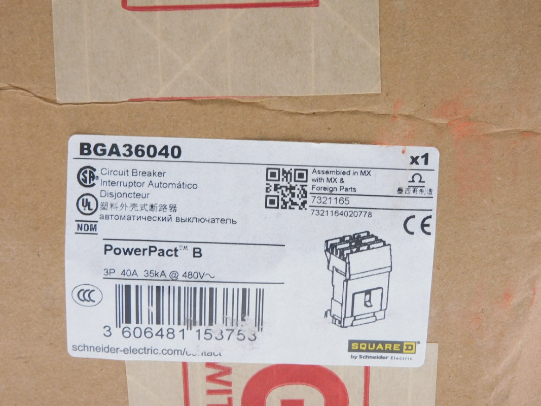 SQUARE D BGA36040 480V 40A NSFS