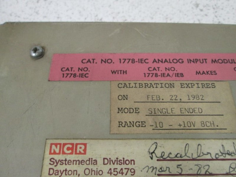 INDUSTRIAL SPARE PART ANALOG INPUT MODULE 1778-IEC  UNMP