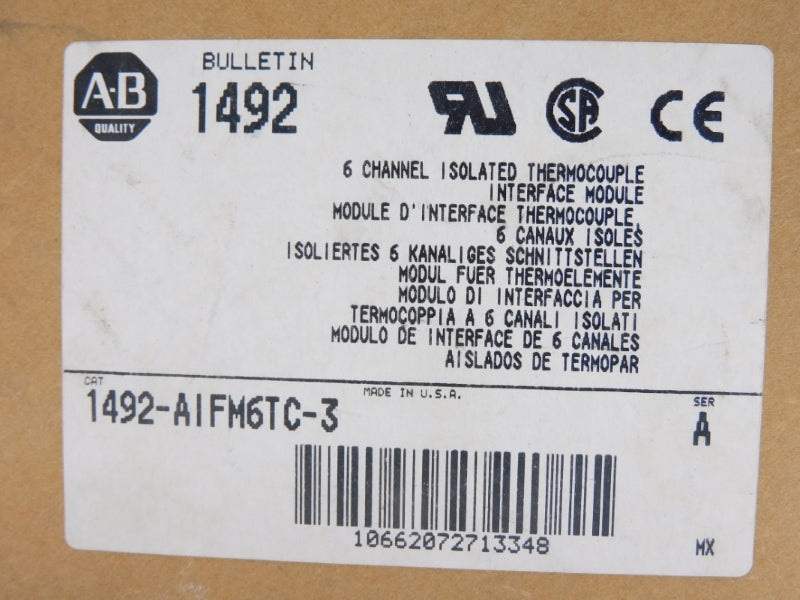 ALLEN BRADLEY 1492-AIFM6TC-3 SER. A 132VAC/DC (BR/WH) NSMP