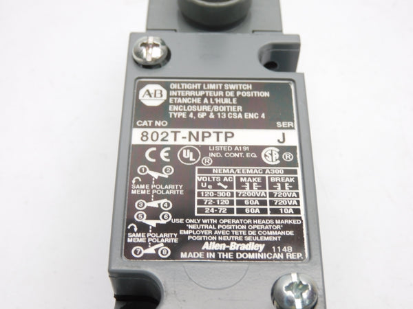 ALLEN BRADLEY 802T-NPTP SER. J 120-300VAC 60A (WH) NSMP
