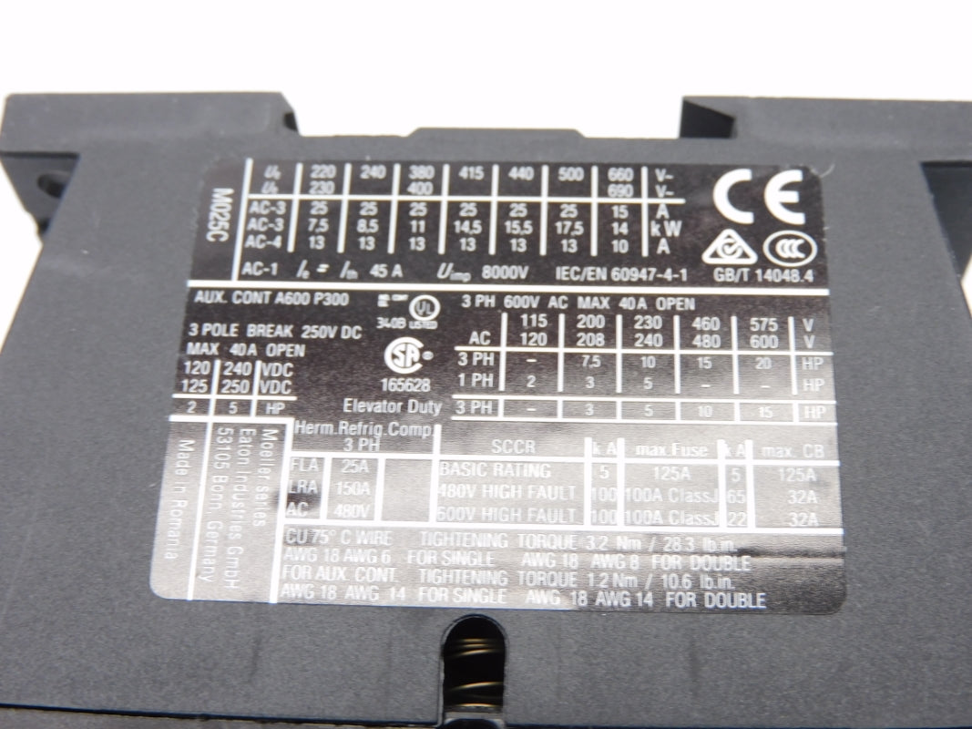 EATON XTCE025C10A DILM25-10 110/120V 45A NSMP