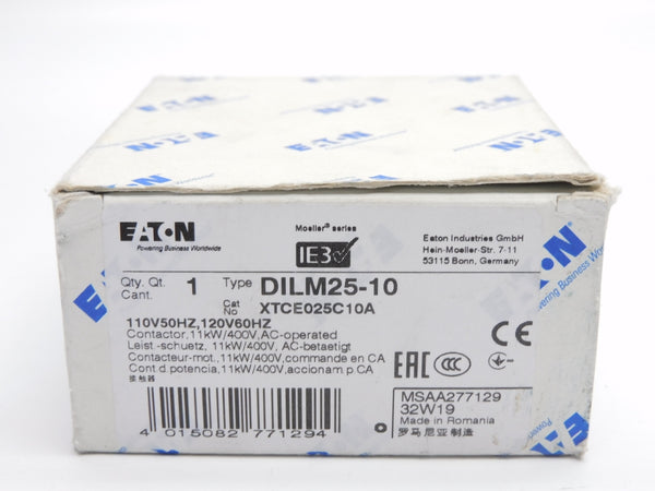 EATON XTCE025C10A DILM25-10 110/120V 45A NSMP