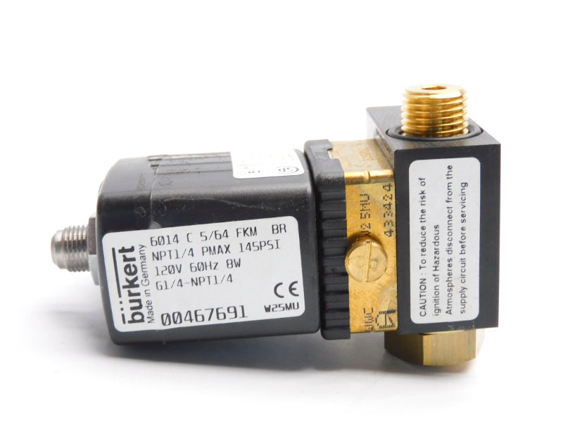 BURKERT 6014C-5/64-FKMBR 00467691 120V 145PSI 1/4" NSNP