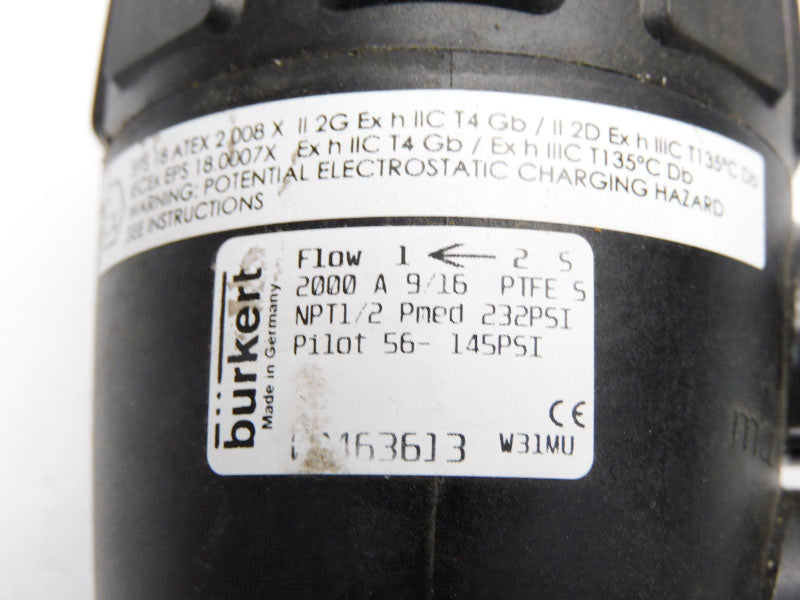 BURKERT 2000A-9/16-PTFES 00463613 232PSI NSNP