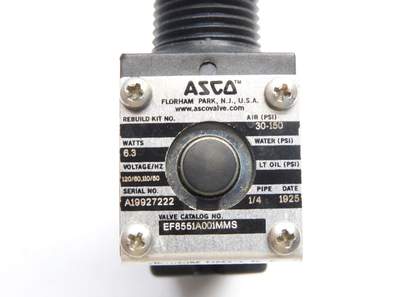 ASCO EF8551A001MMS 120/110V 30-150PSI 1/4" UNMP