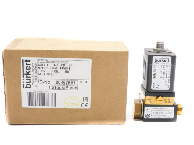 BURKERT 6014C-5/64-FKMBR 00467691 120V 145PSI 1/4" NSMP