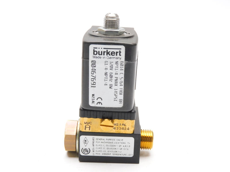 BURKERT 6014C-5/64-FKMBR 00467691 120V 145PSI 1/4" NSMP