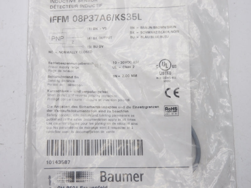 BAUMER ELECTRIC IFFM08P37A6/KS35L 10-30VDC NSMP