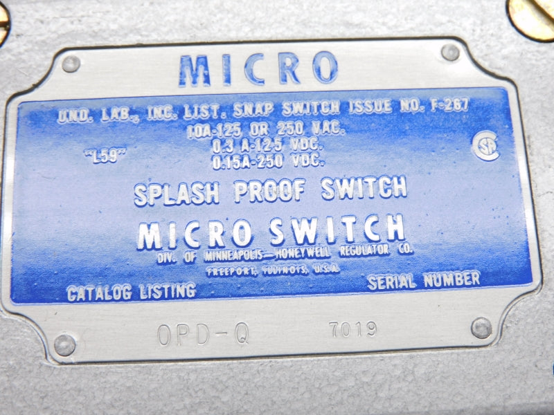 MICRO SWITCH OPD-Q 250VAC/DC 10A (GREY) NSNP